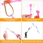 lpvoqpth 25 Sets LED Flying Set, 25 Slingshot+25 Glow Helicopter-50 Pcs, Flying Toy Outdoor Toys Glow in the Dark Party Supplies Party Favors for Kids 8-12,4-8 - Image 5