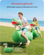 QPAU Inflatable Bouncy Dinosaur Toys 2 PCS with Hand Pump, Heavy Duty Giant Bouncy Pal, 220lbs Load Capacity, Ride On Bouncy Animal Hopper Toy, Indoor Outdoor Bouncers for Kids Girls Boys Ages 5+ - Image 6
