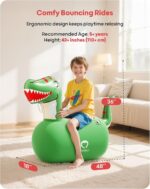 QPAU Inflatable Bouncy Dinosaur Toys 2 PCS with Hand Pump, Heavy Duty Giant Bouncy Pal, 220lbs Load Capacity, Ride On Bouncy Animal Hopper Toy, Indoor Outdoor Bouncers for Kids Girls Boys Ages 5+ - Image 5
