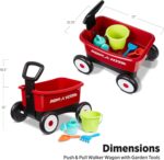 Radio Flyer Push & Pull Walker Wagon with Garden Tools, Red, for Kids 1-4 Years Old, Locking Handle for Stability, Baby Push Walker Converts to Pull Wagon, for Indoor & Outdoor Play, Amazon Exclusive - Image 3