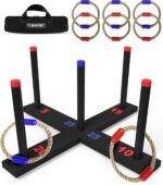 FLINGSPORT Ring Toss Game, Incl. 6 Rings, Case, Gifts for Kids, Outdoor Yard Games for Kids Adults & Family, Backyard Party Activities, Gifts for Teens, Boys & Girls Ages 8-12+ Years Old
