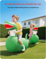 QPAU Inflatable Bouncy Dinosaur Toys 2 PCS with Hand Pump, Heavy Duty Giant Bouncy Pal, 220lbs Load Capacity, Ride On Bouncy Animal Hopper Toy, Indoor Outdoor Bouncers for Kids Girls Boys Ages 5+ - Image 3