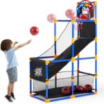 JOYIN Arcade Basketball Game Set with 4 Balls and Hoop for Kids 3+ Years Old Indoor Outdoor Sport Play - Easy Set Up - Air Pump Included - Ideal for Competition